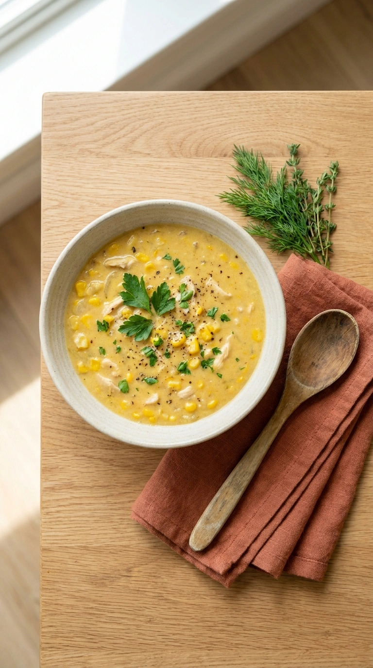 chicken corn chowder ready to serve