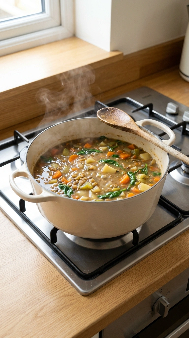 Cooking instructions for lentil soup