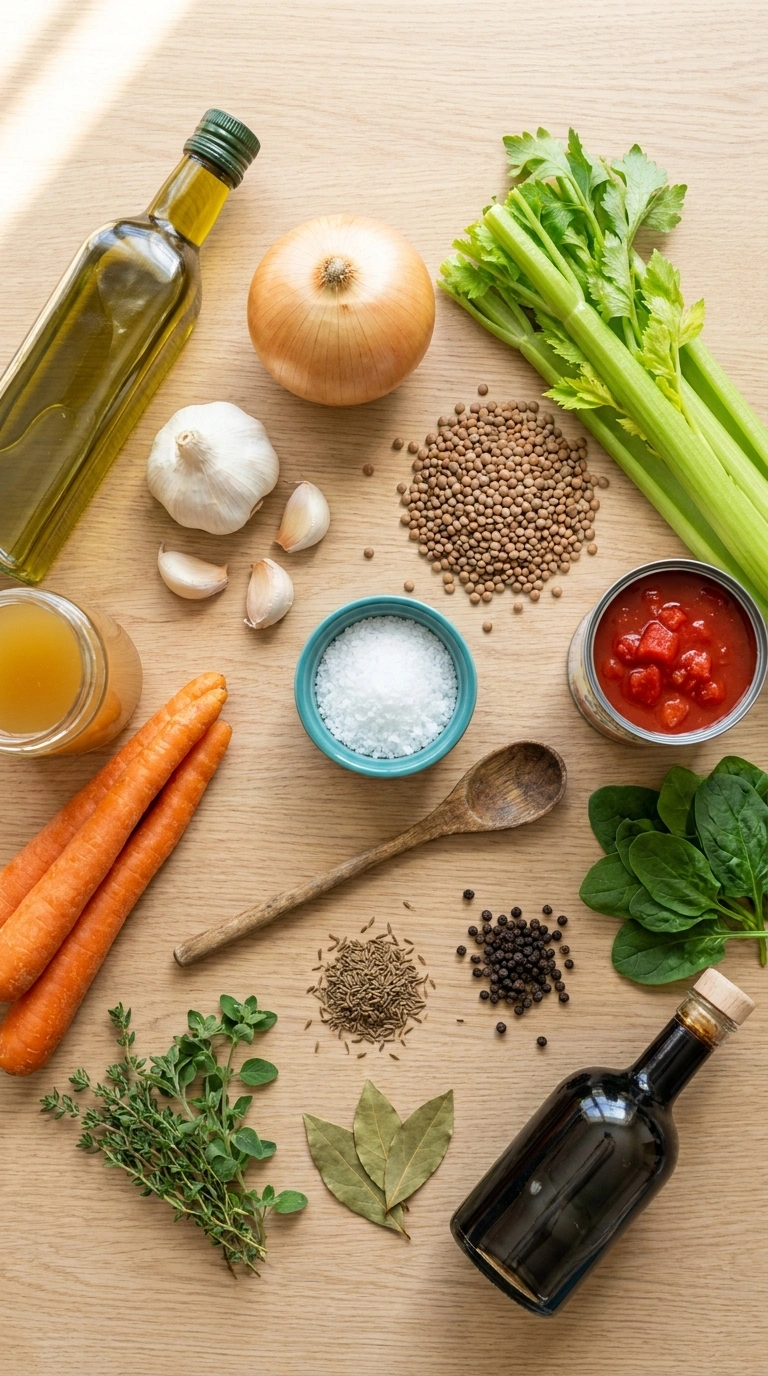 Ingredients for lentil soup