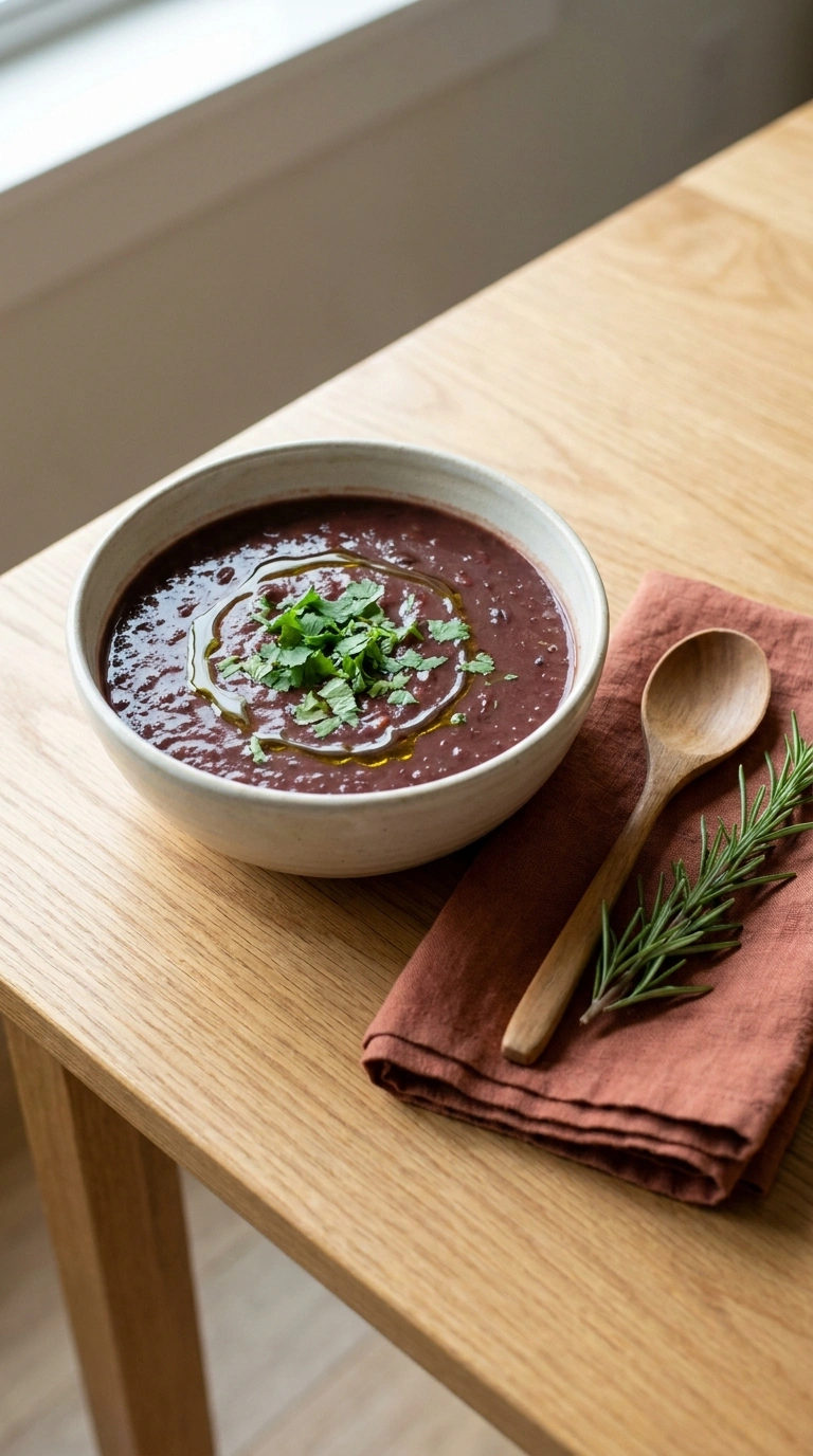 black bean soup ready to serve