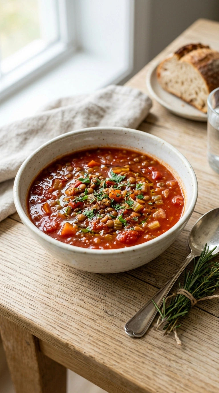 Rich Tomato Lentil Soup | 35-Min Cozy Family Comfort Bowl