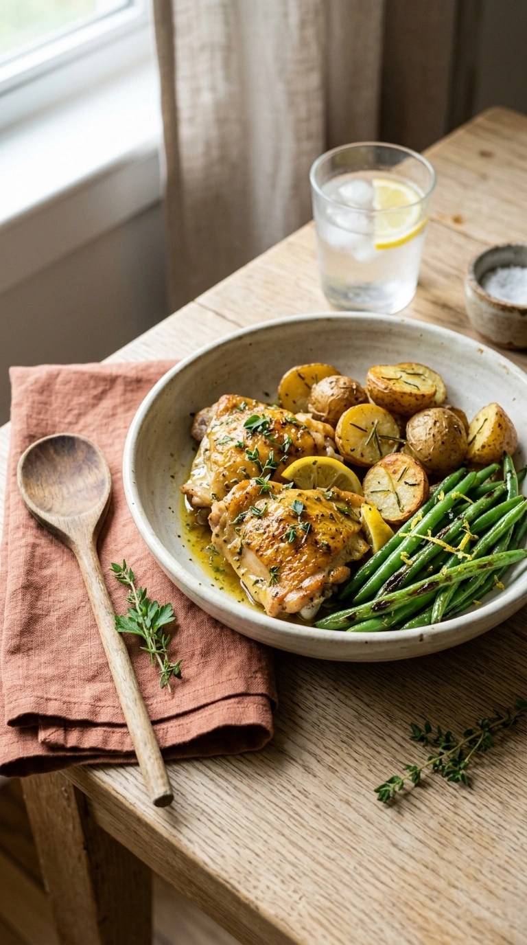 sheet pan lemon chicken ready to serve