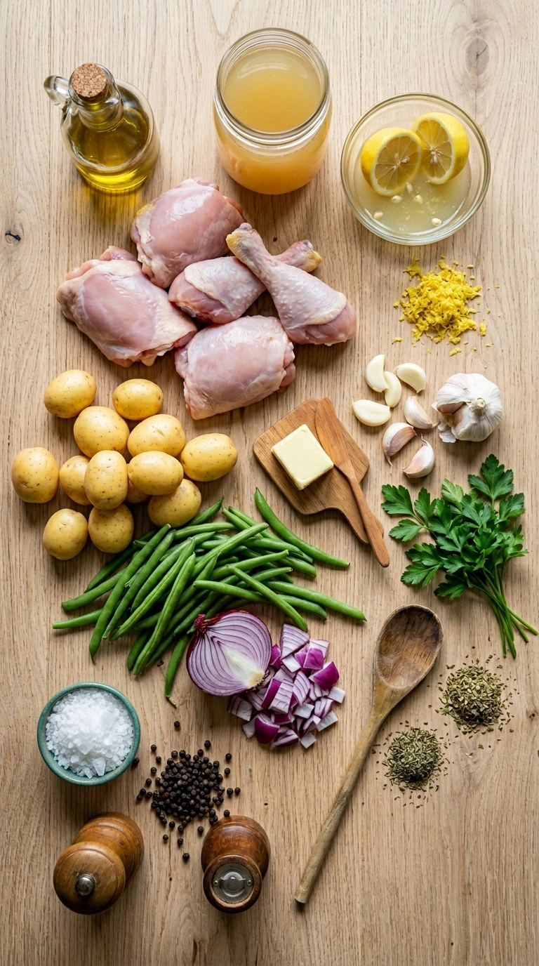 Ingredients for sheet pan lemon chicken