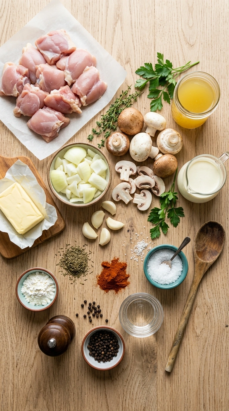 Ingredients for creamy skillet chicken