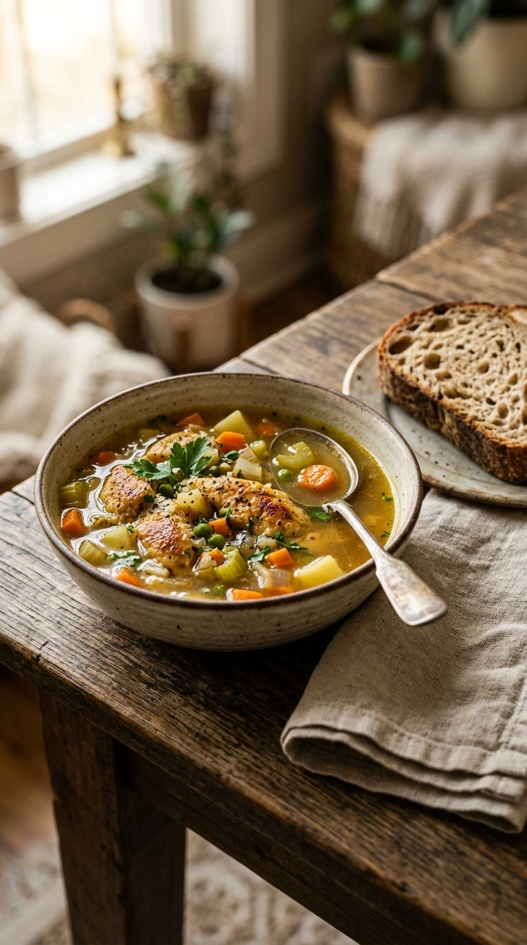 one pot chicken stew ready to serve