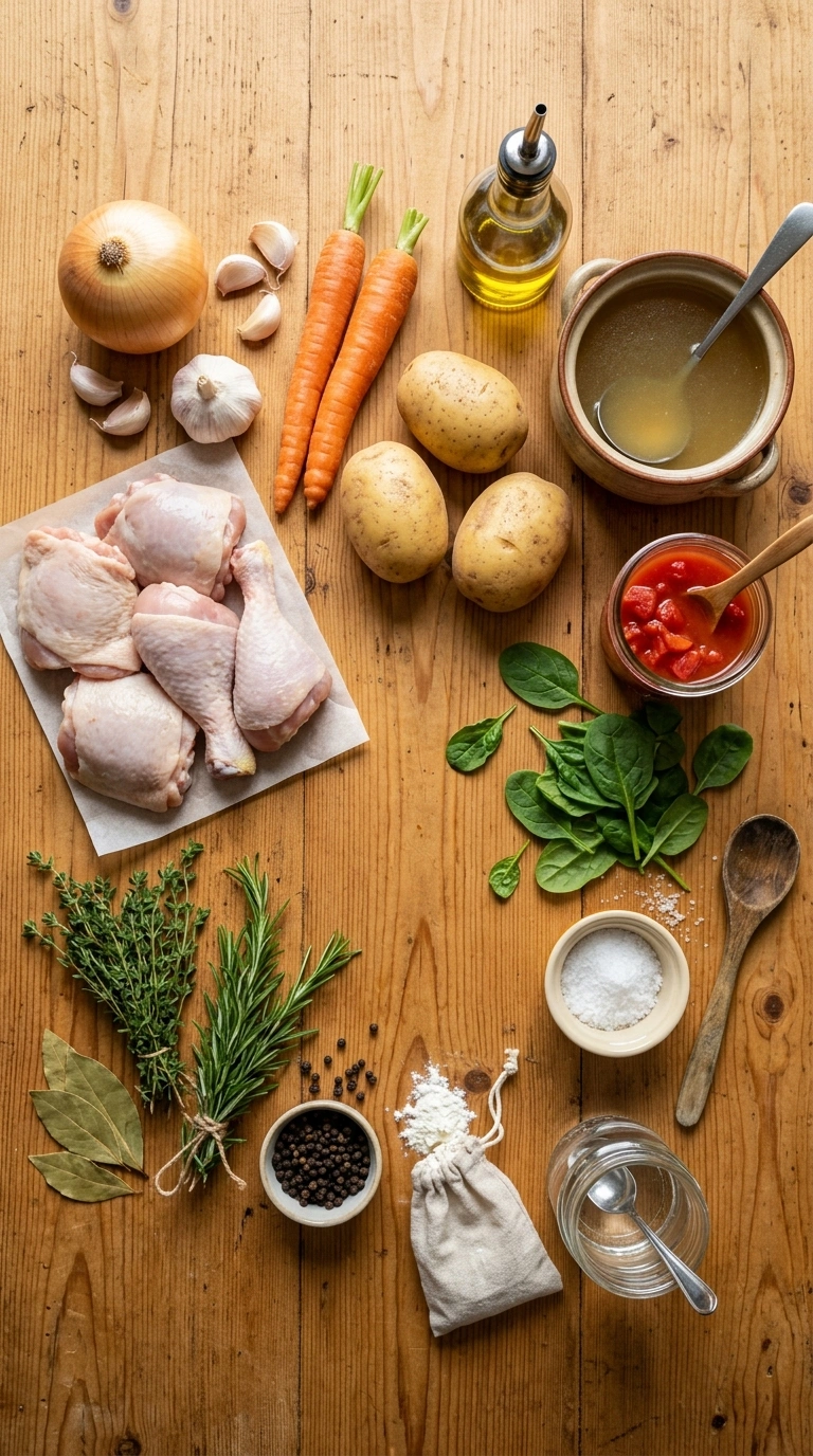 Ingredients for one pot chicken stew