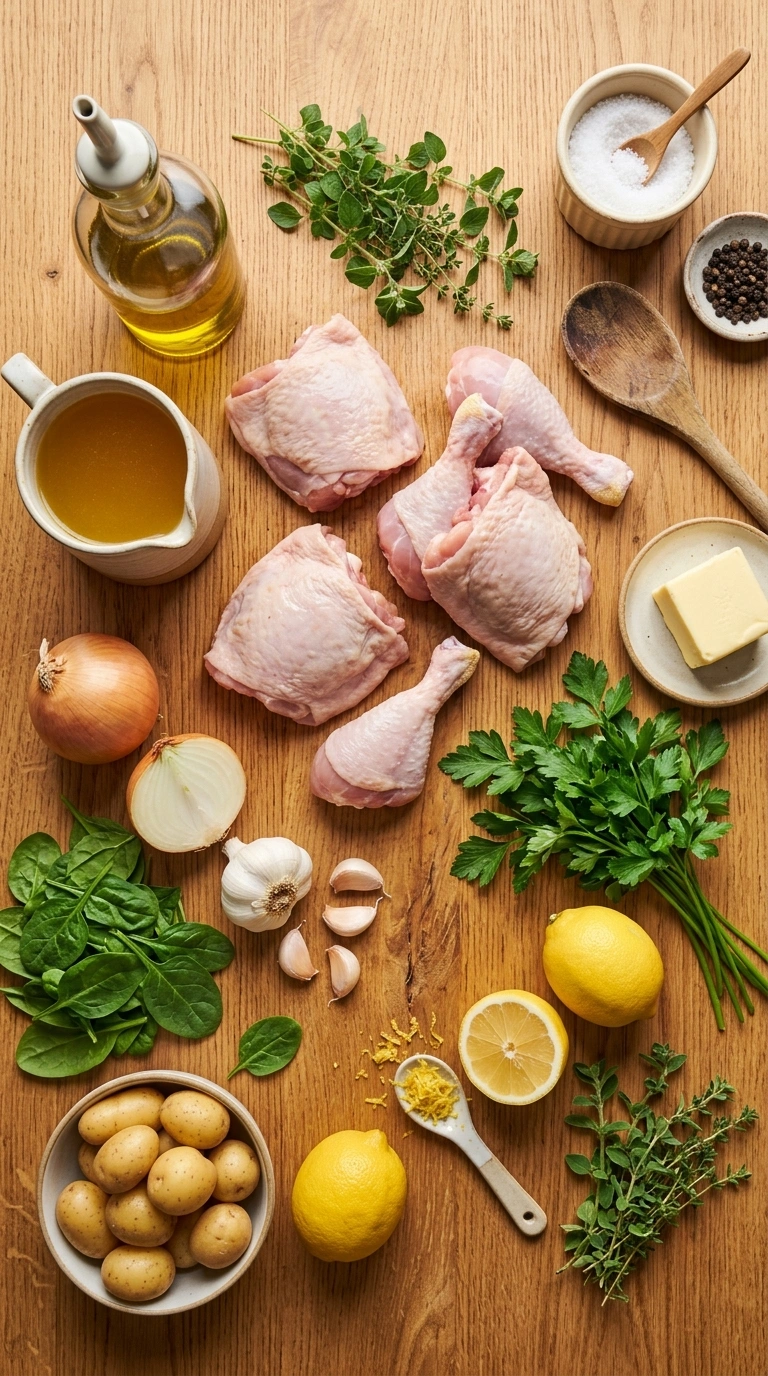 Ingredients for one pot lemon chicken