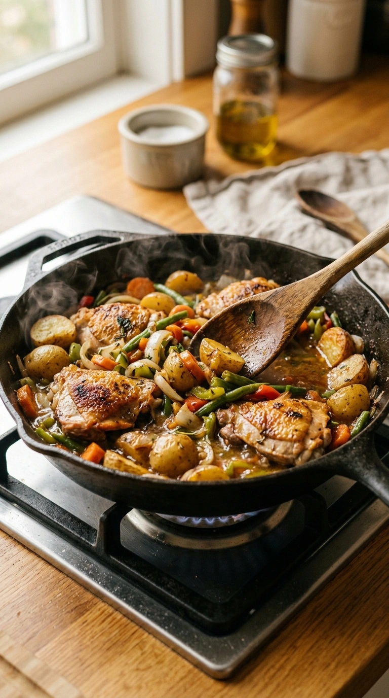 Cooking instructions for one pot chicken and potatoes