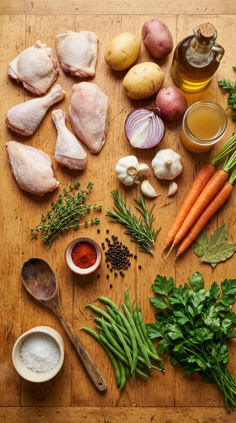 Ingredients for one pot chicken and potatoes