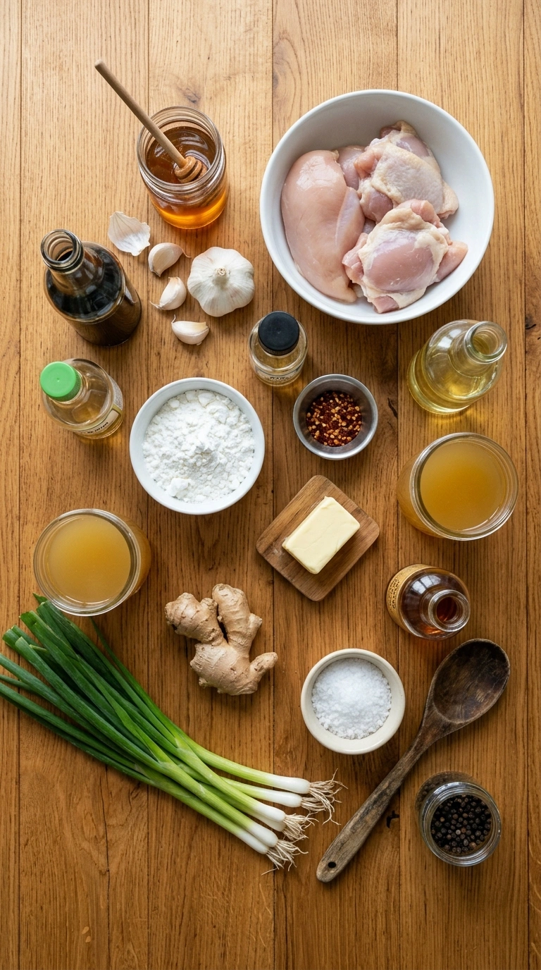 Ingredients for honey garlic chicken