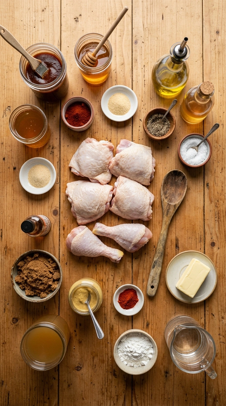 Ingredients for BBQ chicken bake