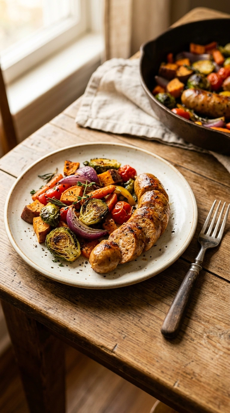 sheet pan chicken sausage ready to serve