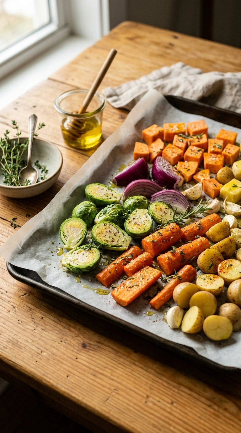 Cooking instructions for sheet pan veggie dinner