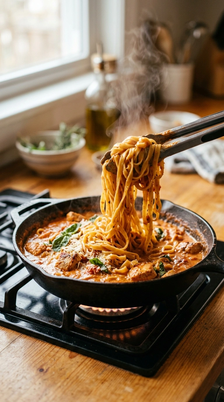 Cooking instructions for weeknight chicken pasta