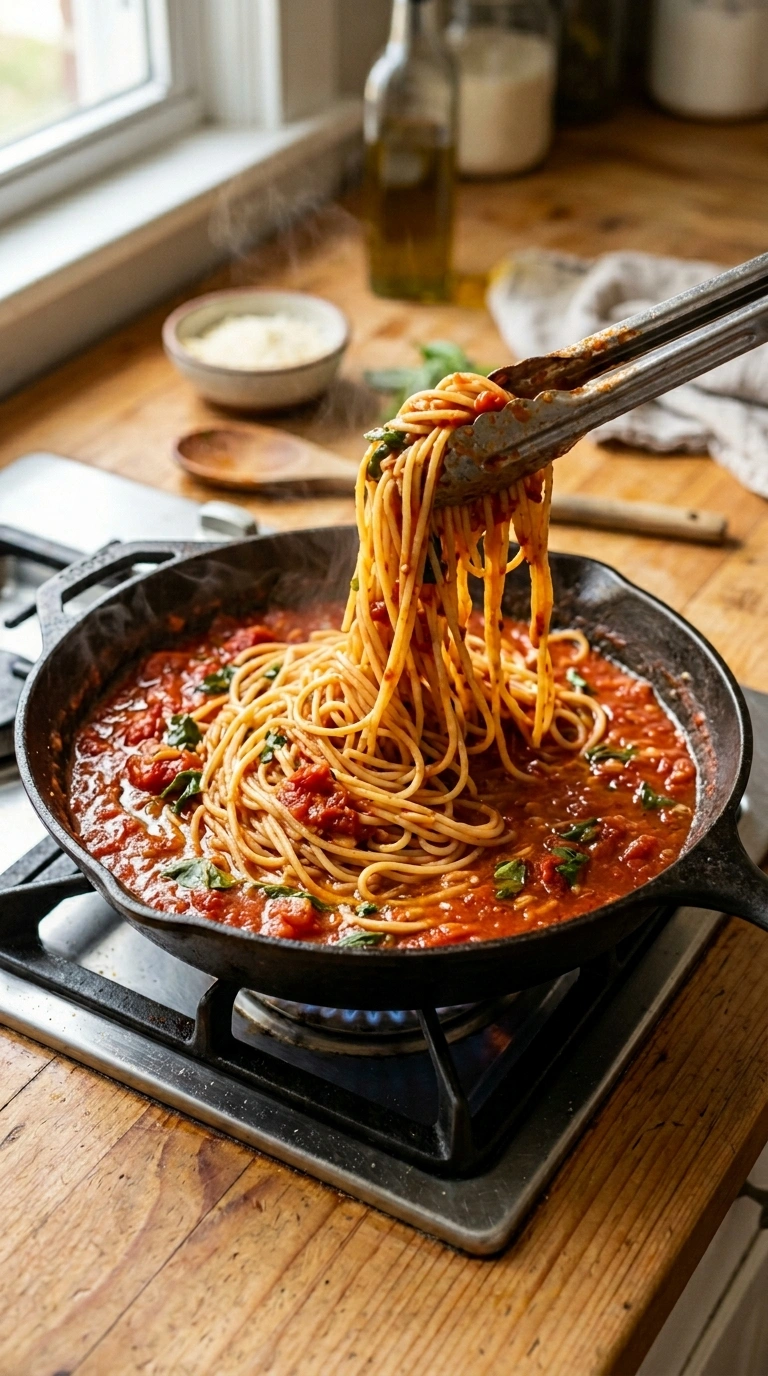 Cooking instructions for weeknight tomato pasta