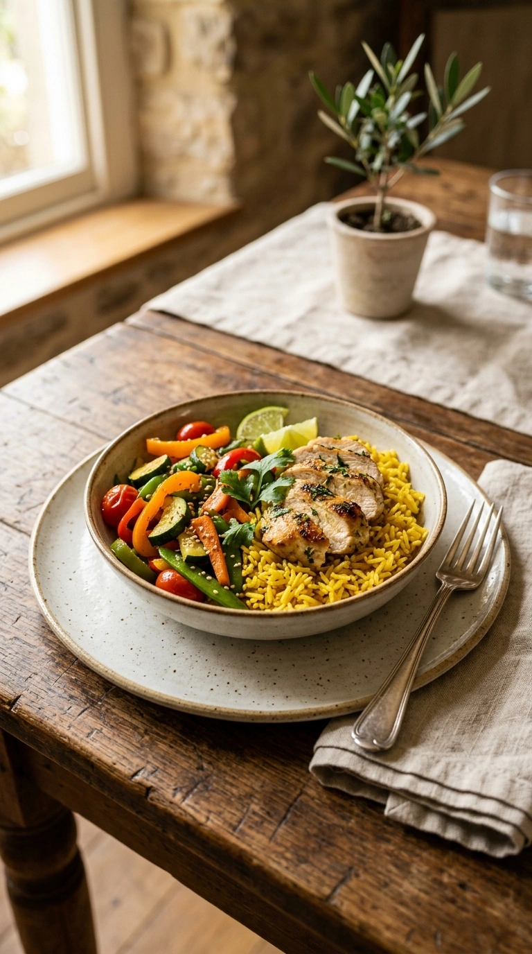 chicken rice bowl ready to serve