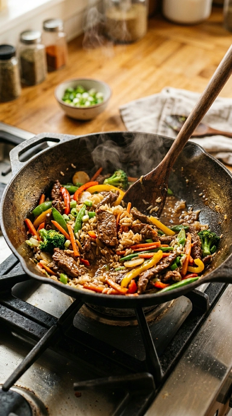 Cooking instructions for beef rice bowl