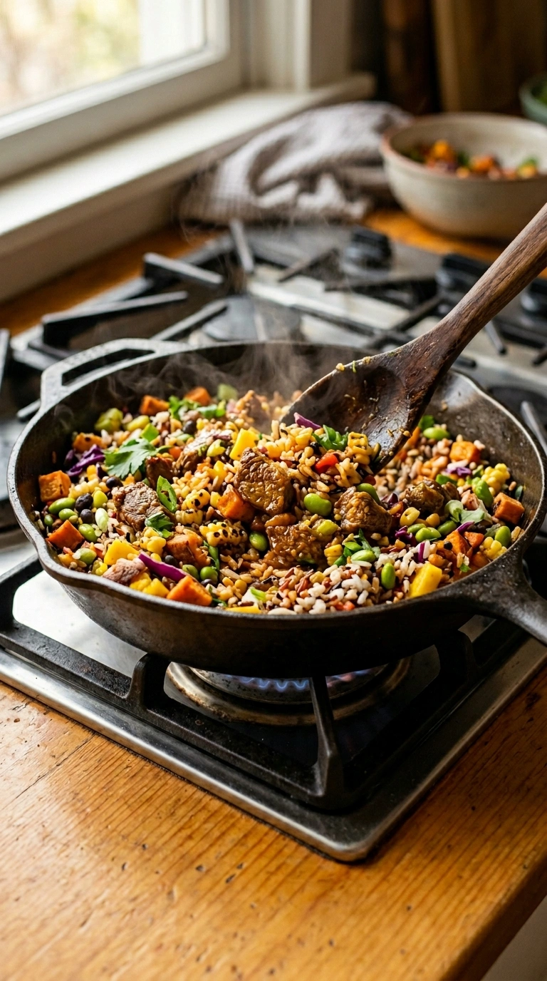 Cooking instructions for burrito rice bowl