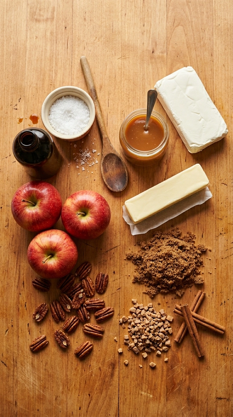Ingredients for no bake caramel apple dip
