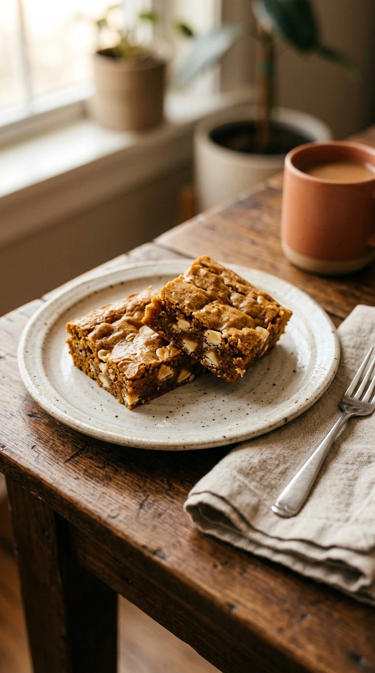 pumpkin spice blondies ready to serve