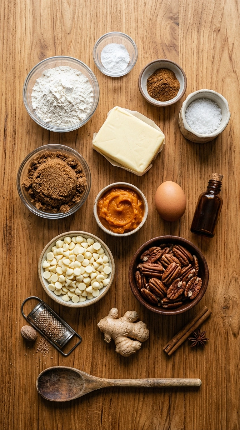 Ingredients for pumpkin spice blondies