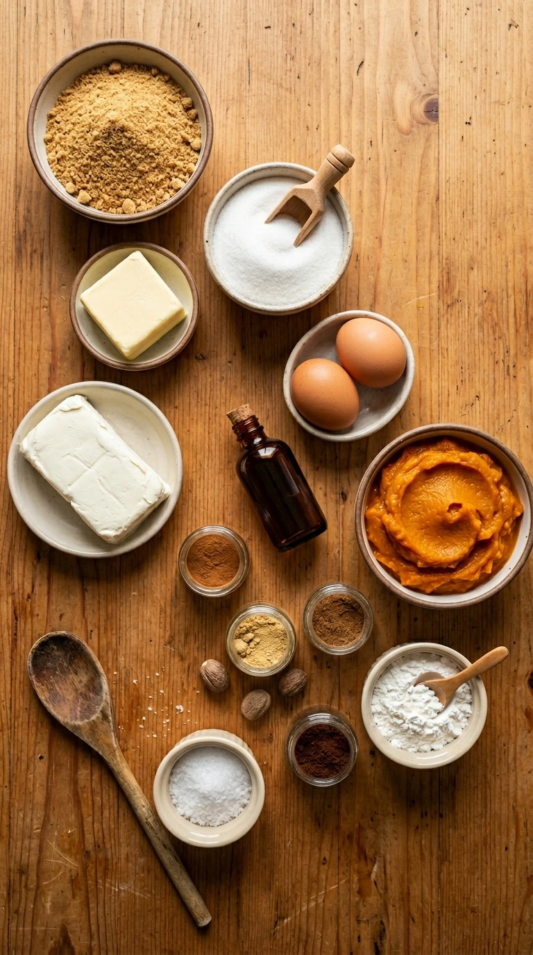 Ingredients for pumpkin cheesecake bars