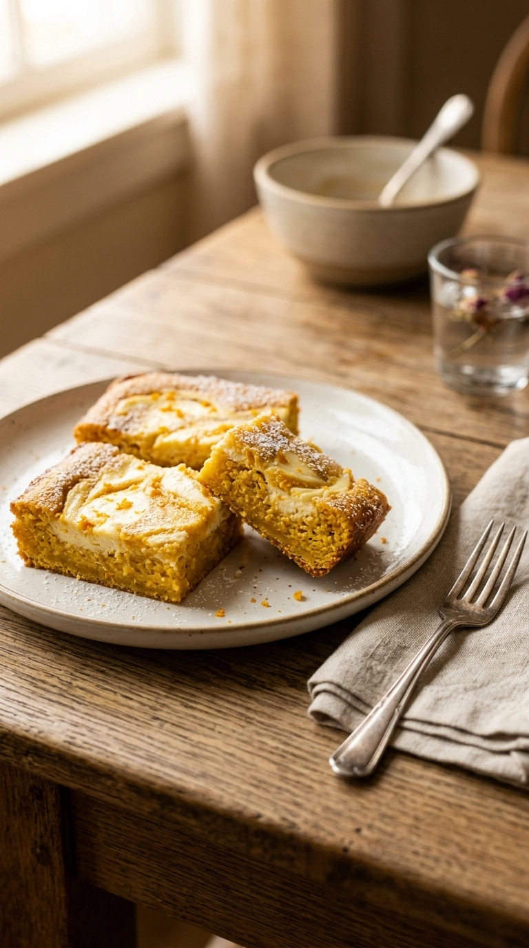 pumpkin cream cheese bars ready to serve