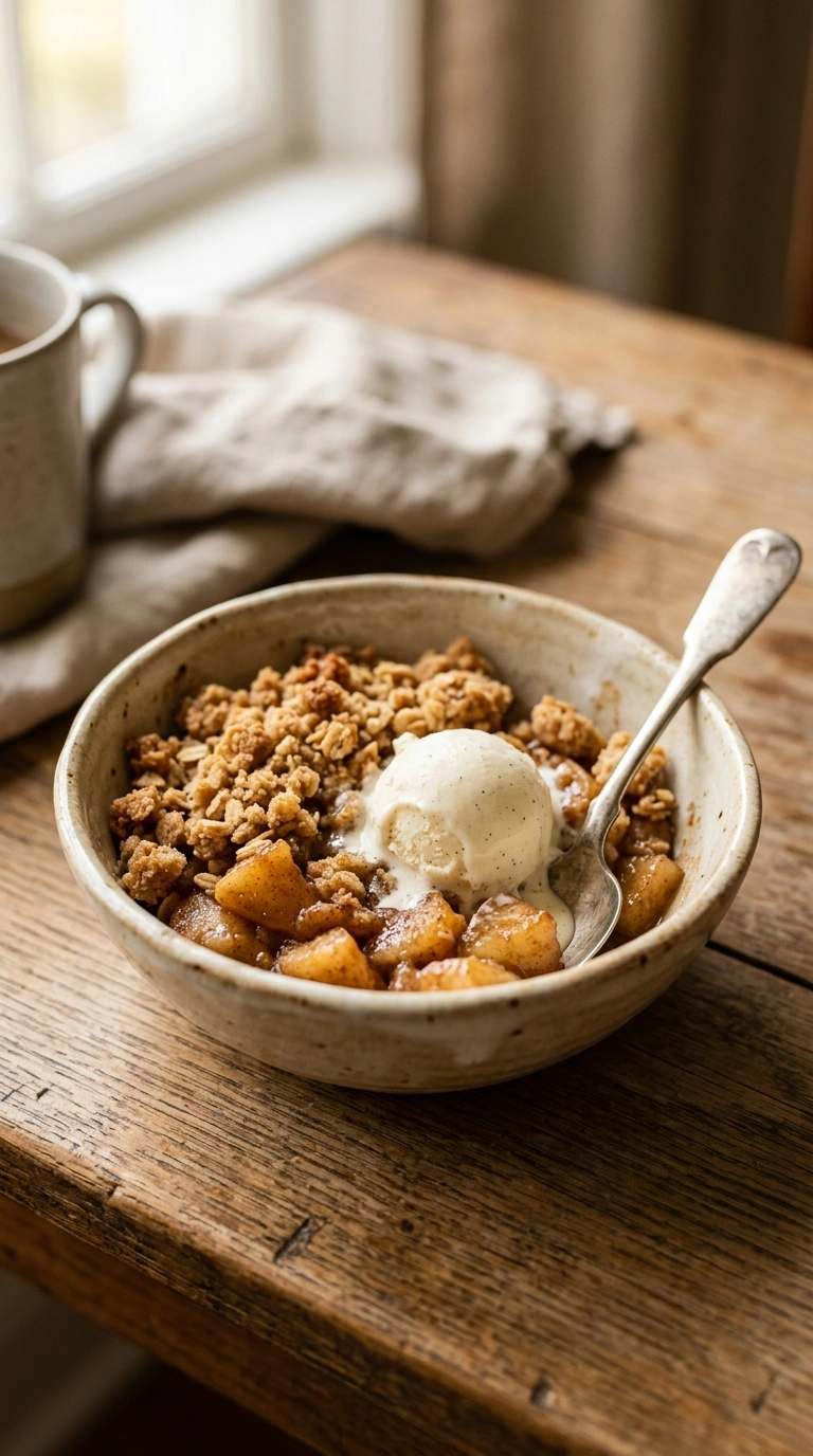 apple crumble ready to serve