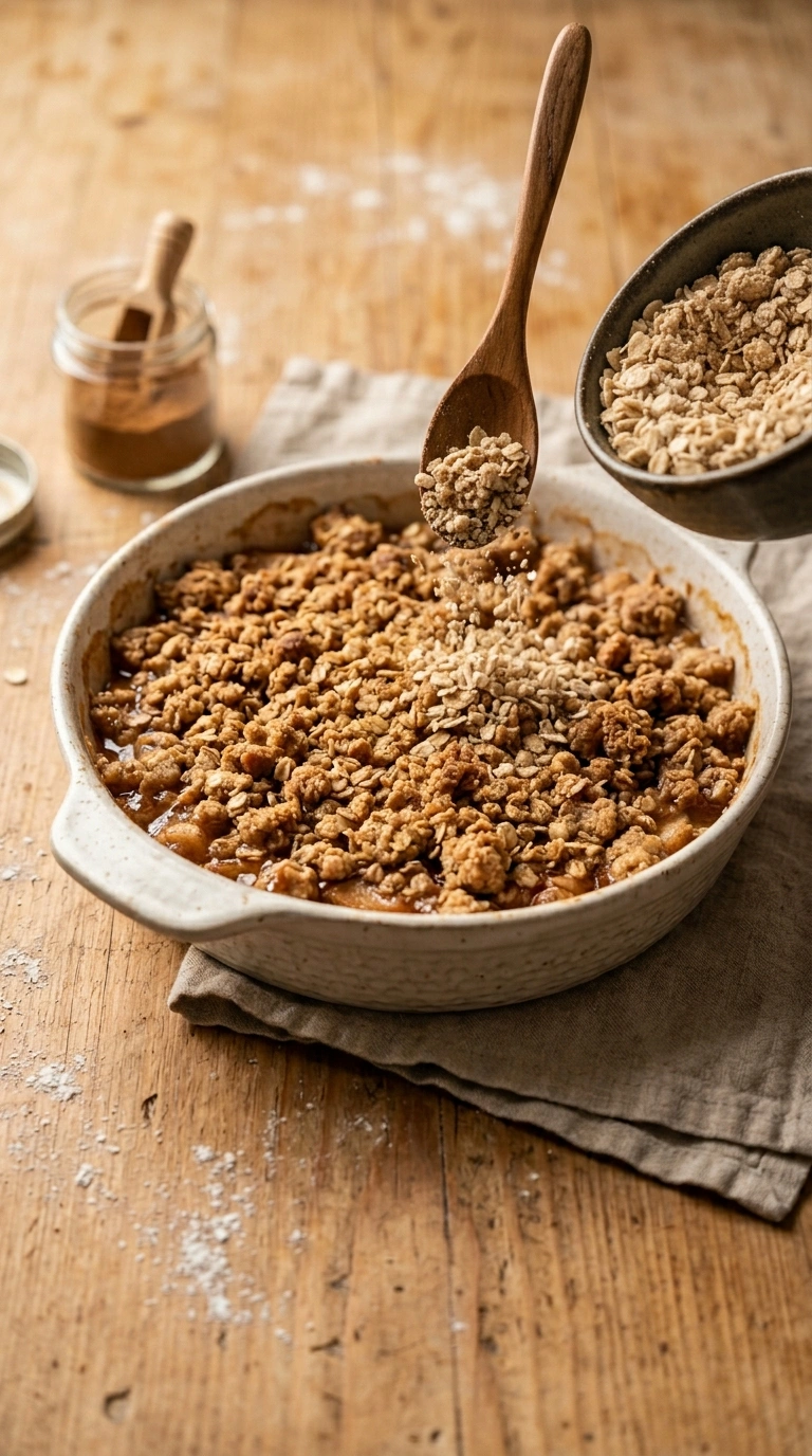 Cooking instructions for apple crumble