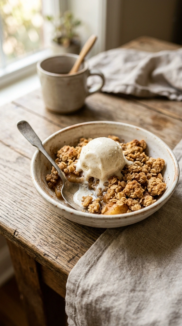 apple oat crumble ready to serve