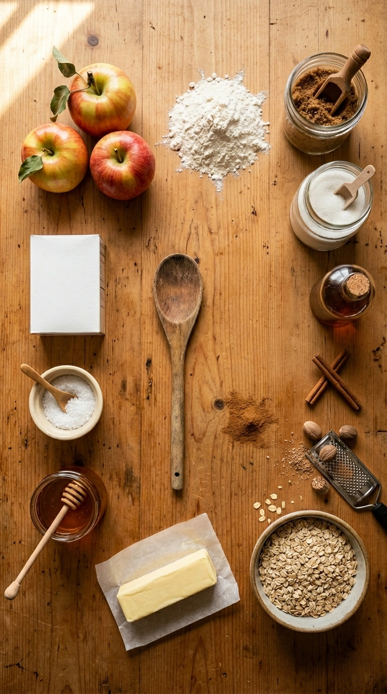 Ingredients for apple oat crumble