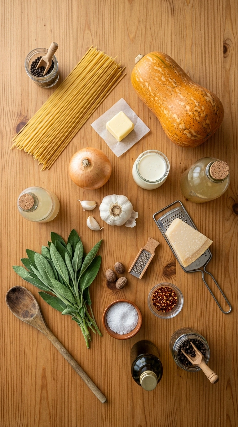 Ingredients for butternut squash pasta