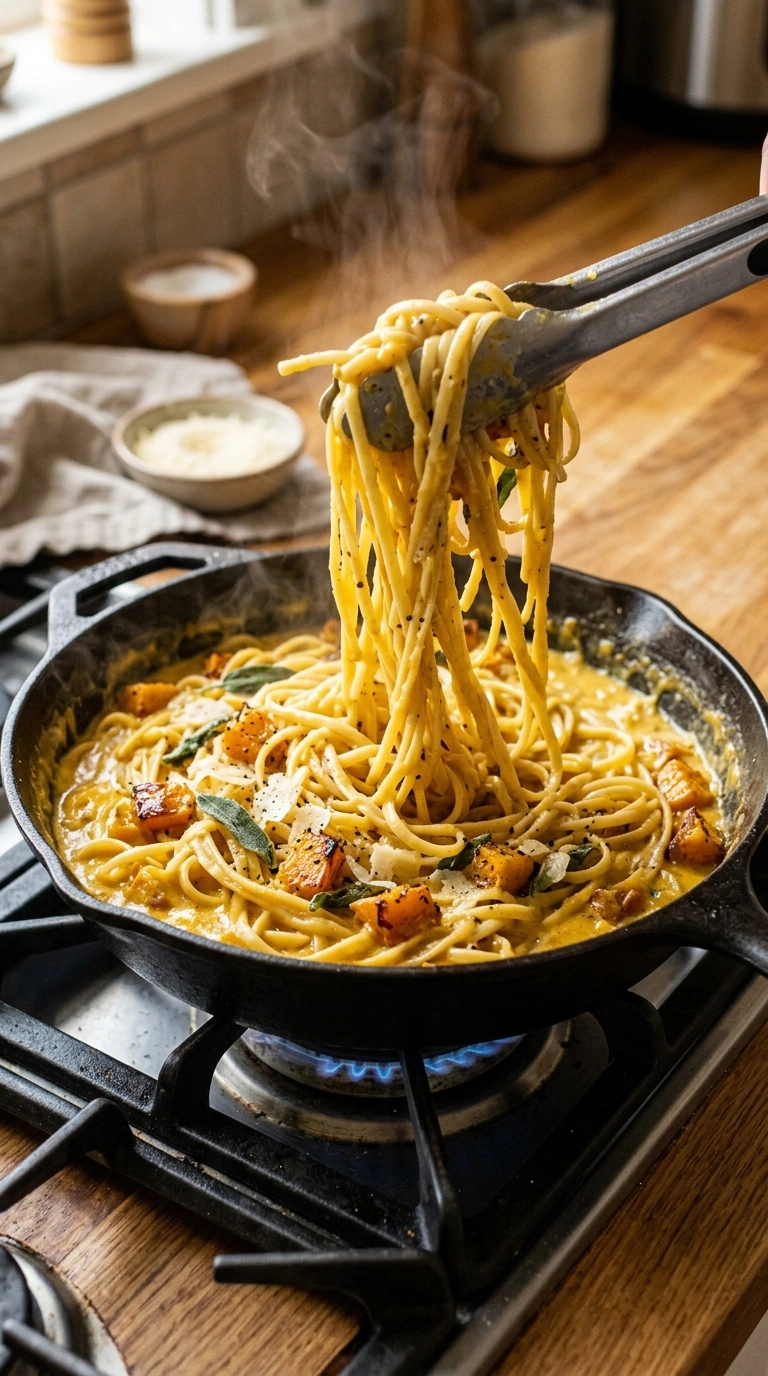 Cooking instructions for roasted butternut pasta