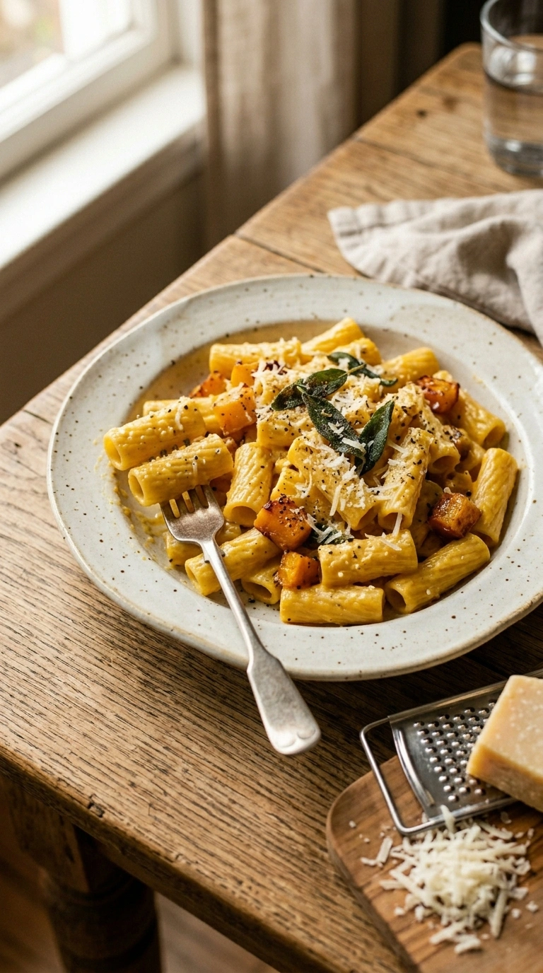 roasted butternut pasta ready to serve