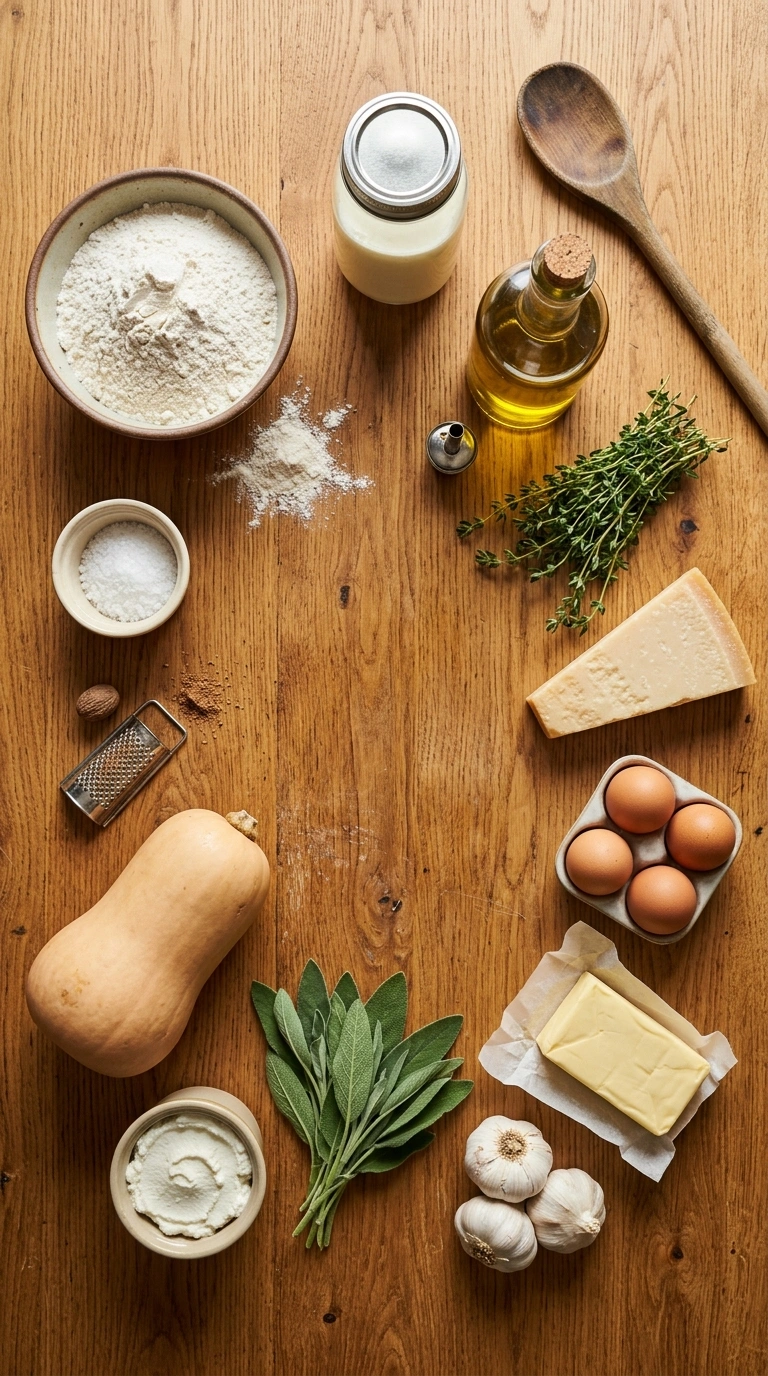 Ingredients for butternut squash ravioli