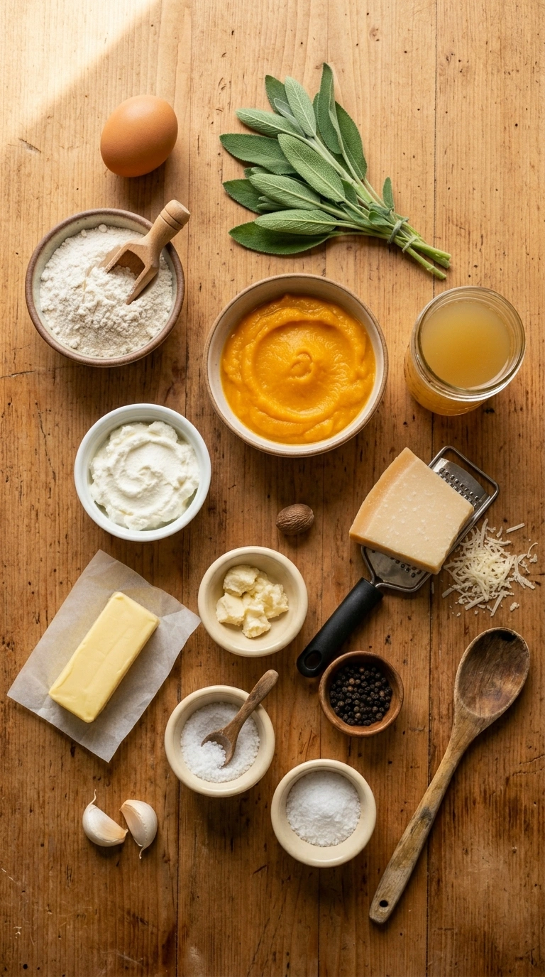 Ingredients for butternut squash gnocchi