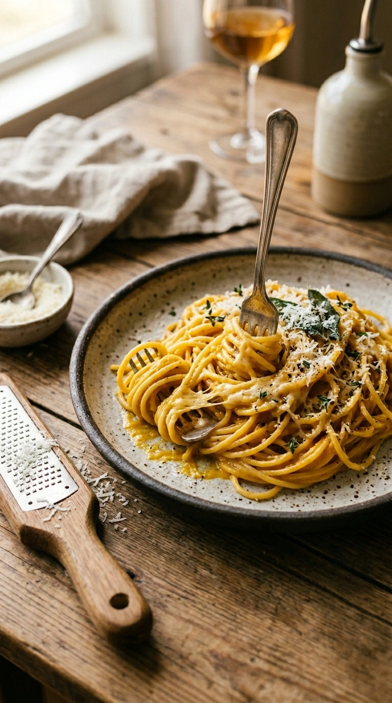 baked butternut pasta ready to serve