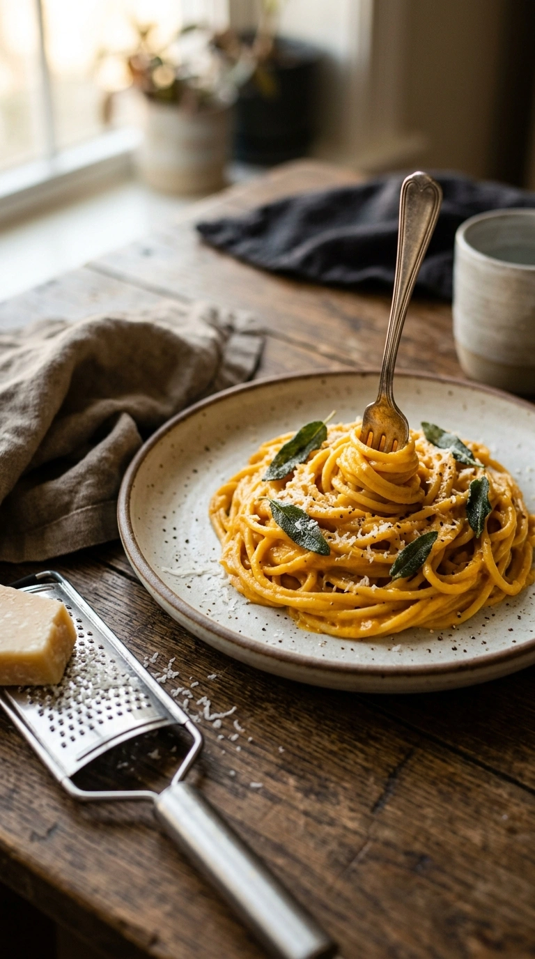pumpkin pasta ready to serve