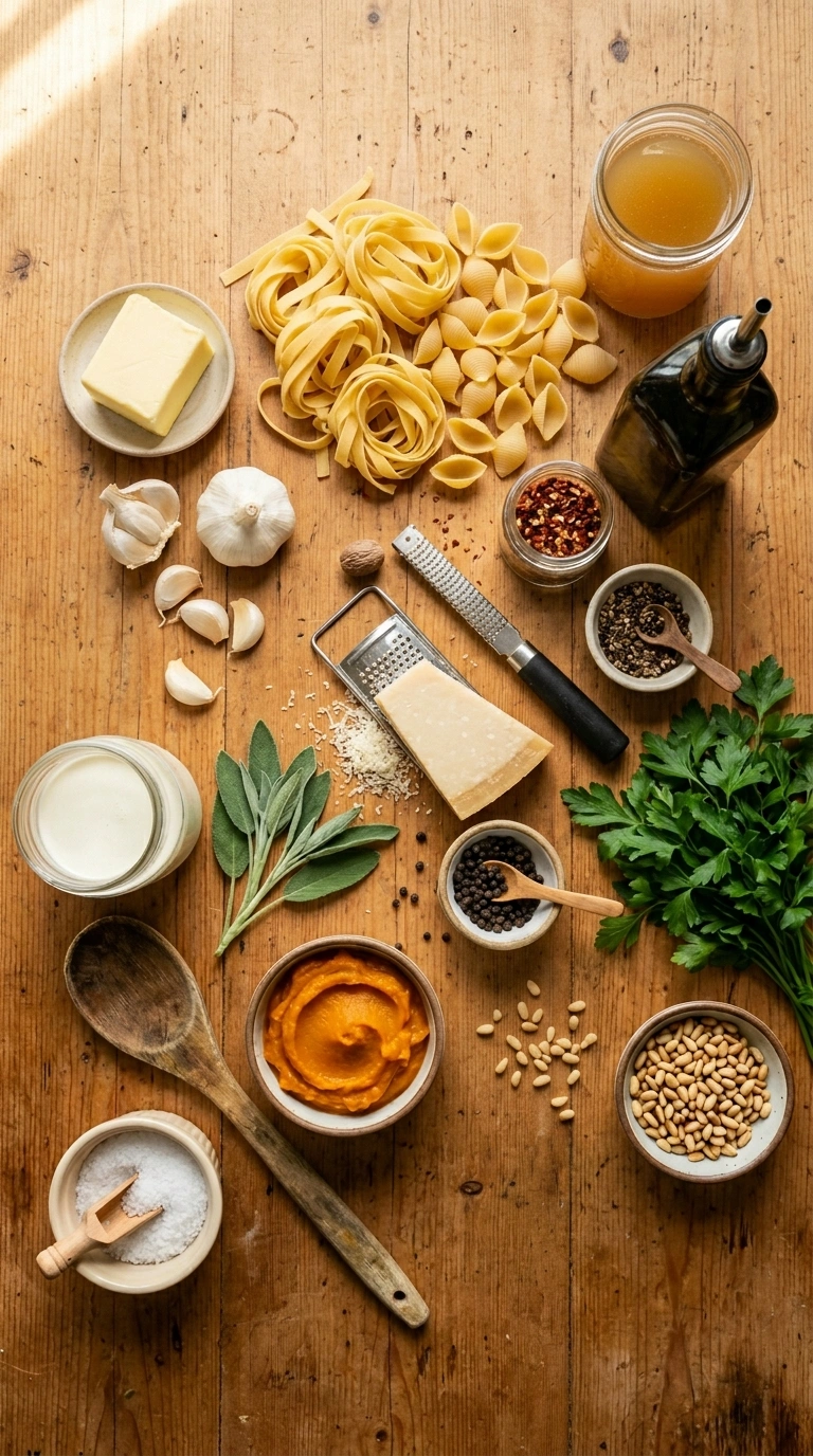 Ingredients for pumpkin pasta