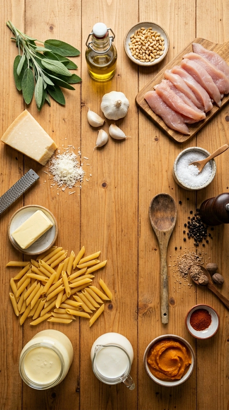 Ingredients for pumpkin alfredo