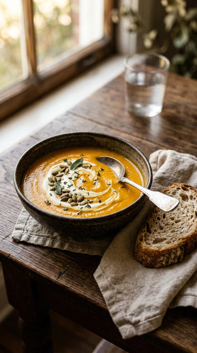 creamy hearty pumpkin soup ready to serve
