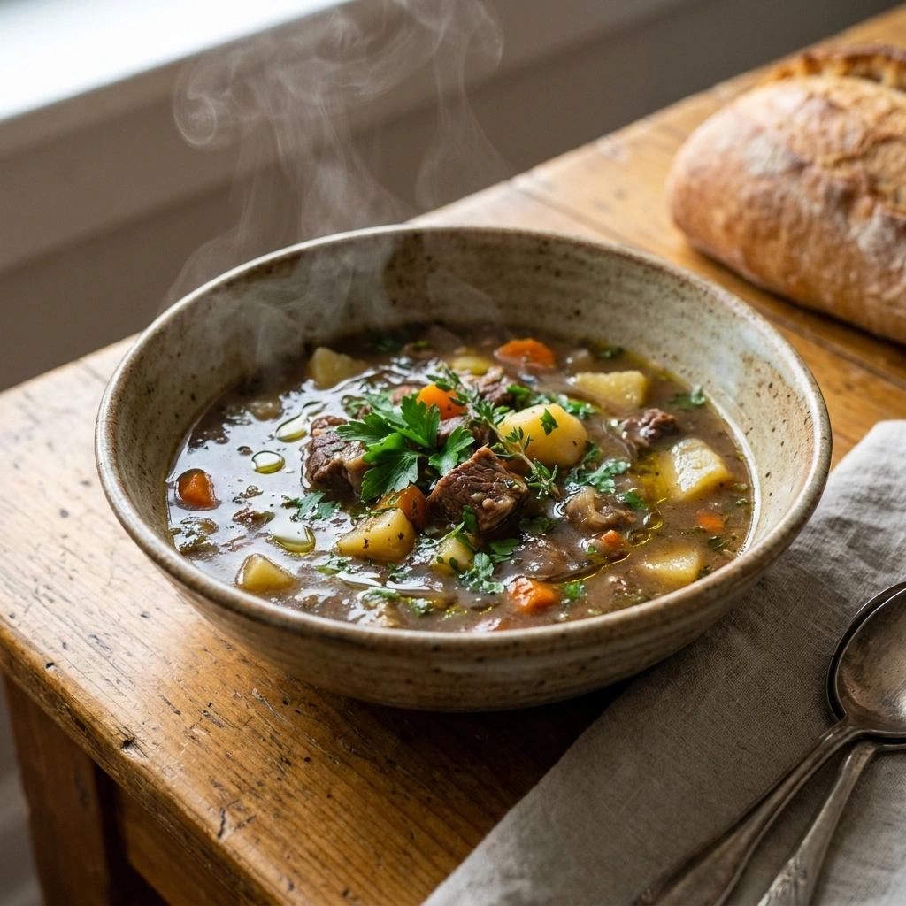 Hearty Savory Beef Vegetable Soup | 55-Min Easy Family Fall Comfort Bowl
