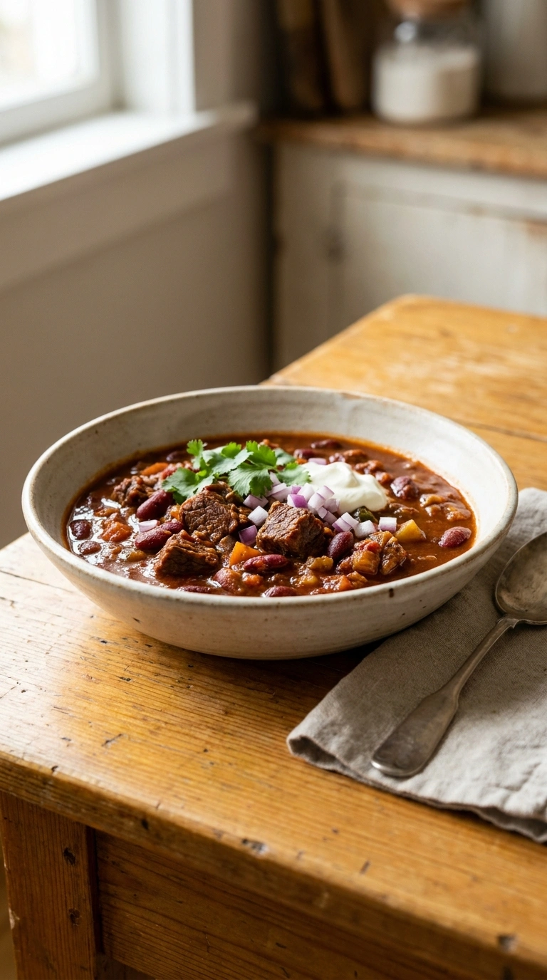 Hearty Savory Beef Chili | 60-Min Easy Family Fall Game Day Comfort Bowl