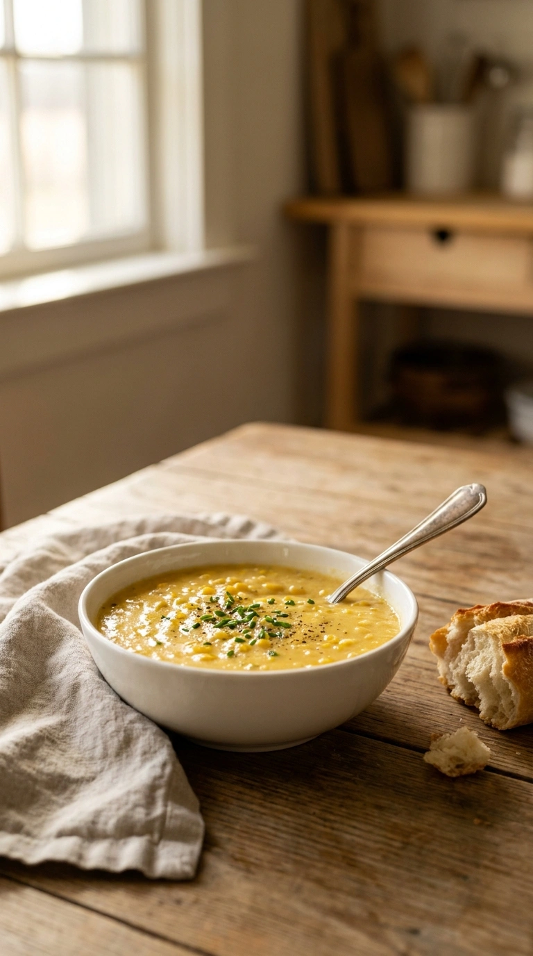 creamy comforting corn chowder ready to serve