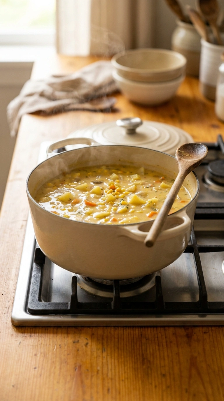 Cooking instructions for creamy comforting potato chowder