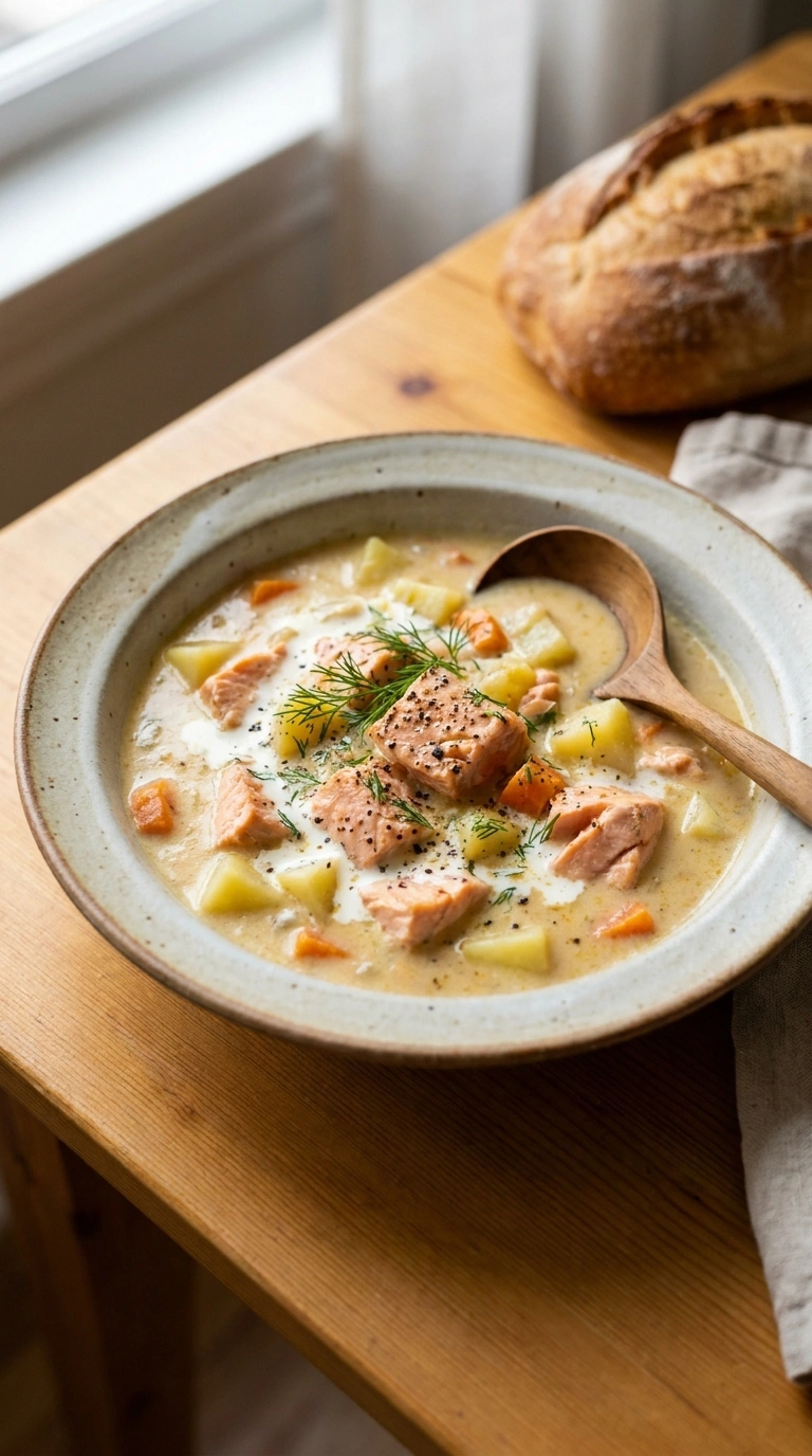 Creamy Comforting Salmon Chowder | 35-Min Easy Family Fall Comfort Bowl