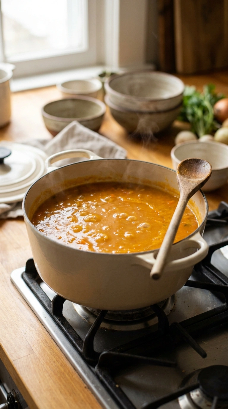 Cooking instructions for creamy comforting sweet potato chowder