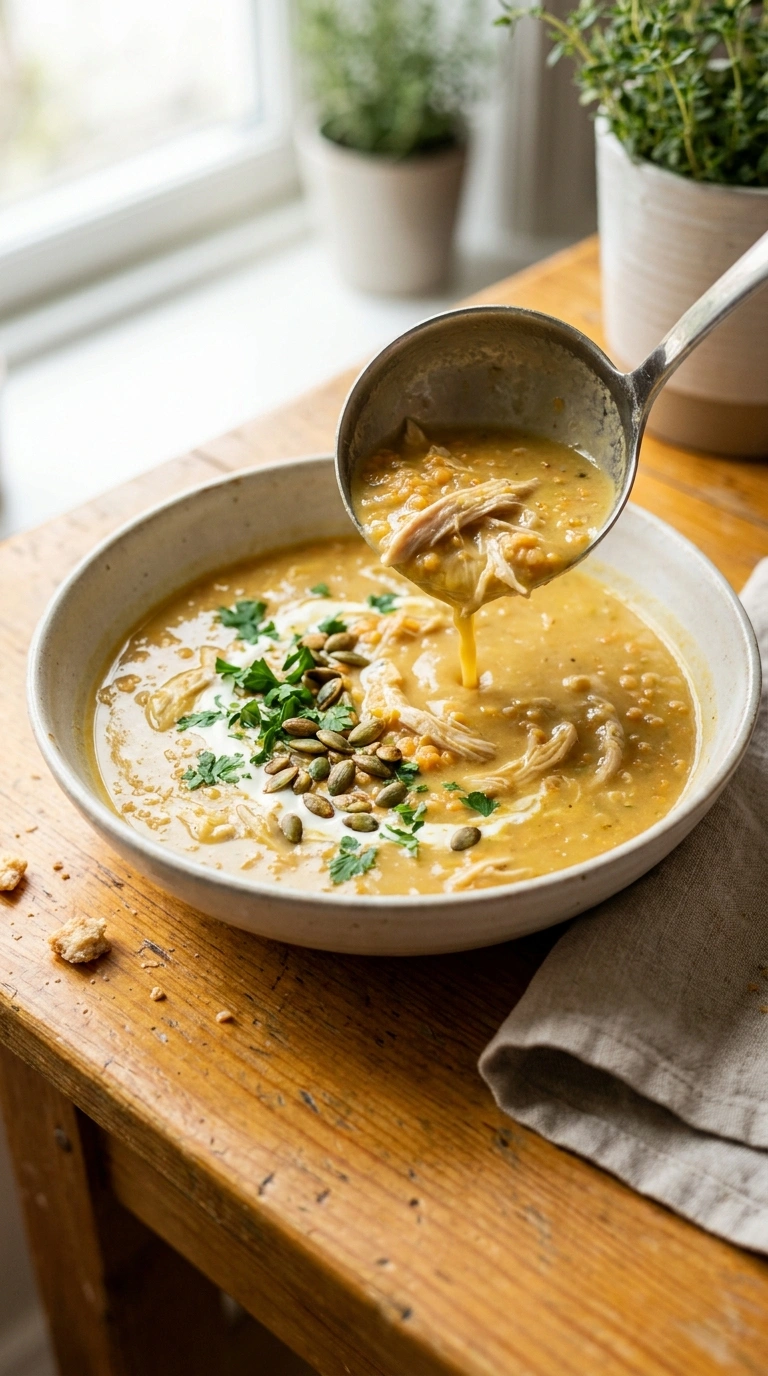 Creamy Hearty Chicken Lentil Soup | 45-Min Easy Family Fall Comfort Bowl