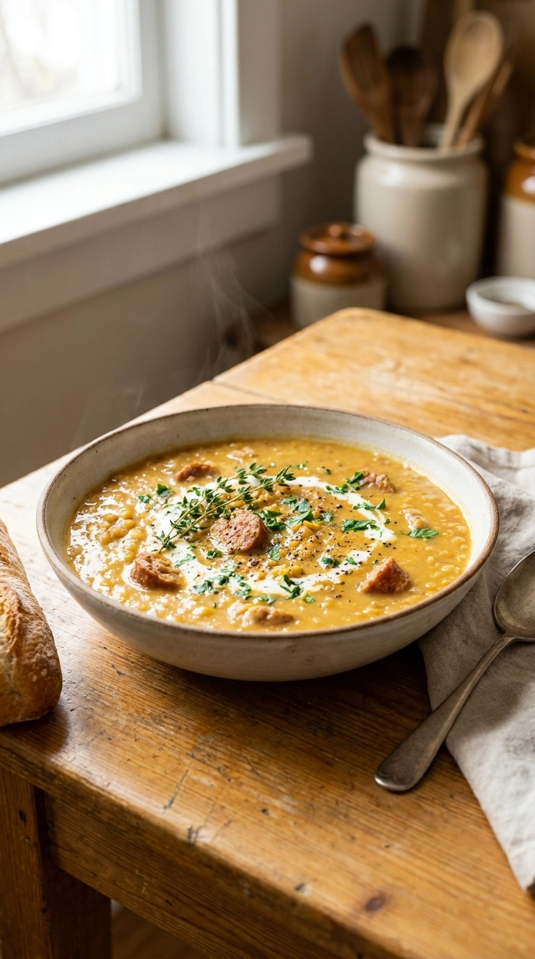 Creamy Hearty Lentil Chicken Sausage Soup | 50-Min Easy Family Fall Comfort Bowl