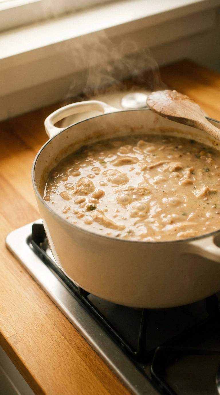 Cooking instructions for creamy hearty white bean chicken chili